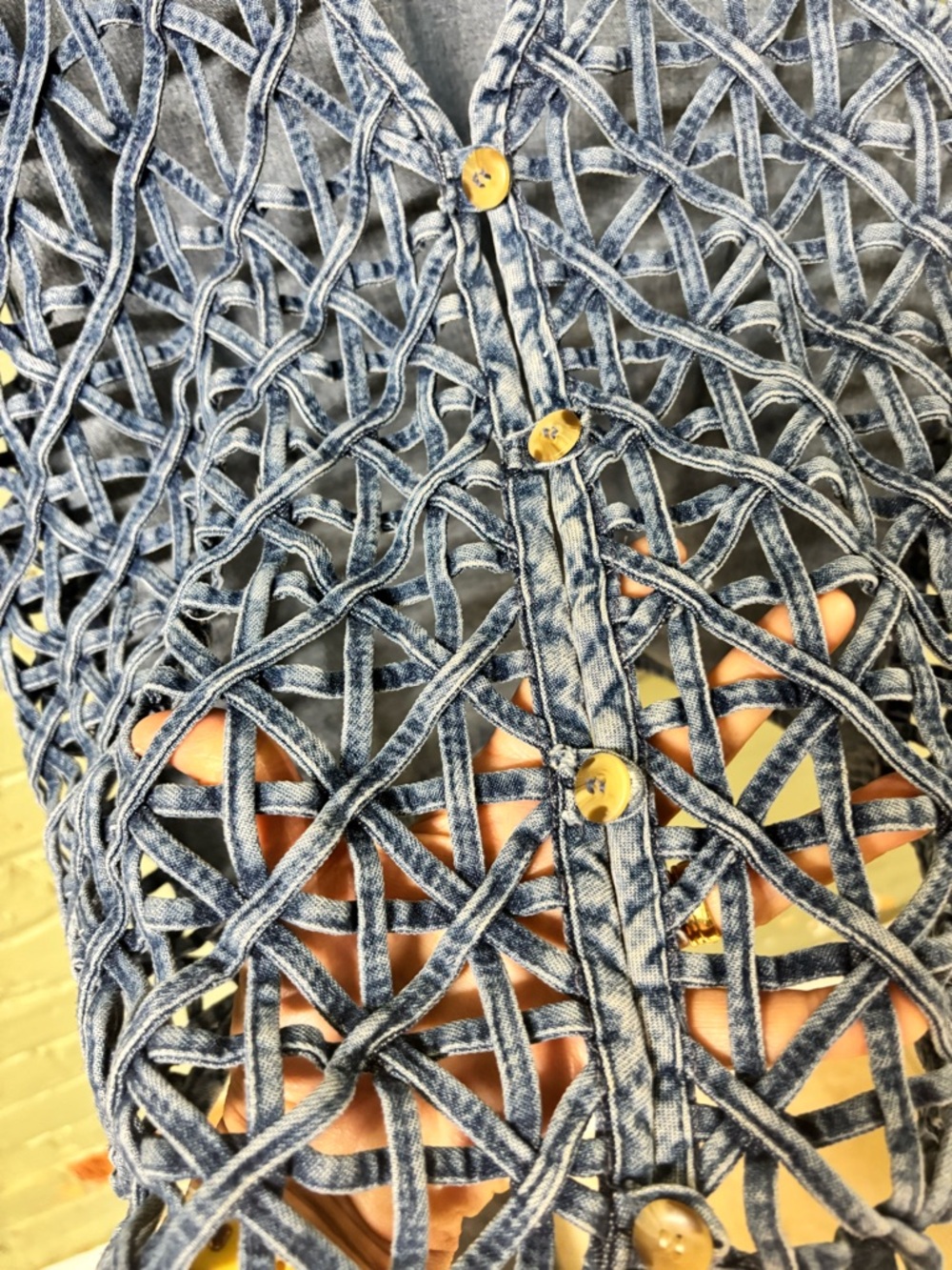Vintage Denim Lattice vest. - Picture 3 of 7